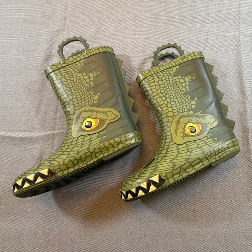 Member's Mark Kids Alligator Rain Boots Green Reptile Waterproof Size 13/1